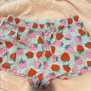 PINK Victoria's Secret Gray Strawberry Print Shorts